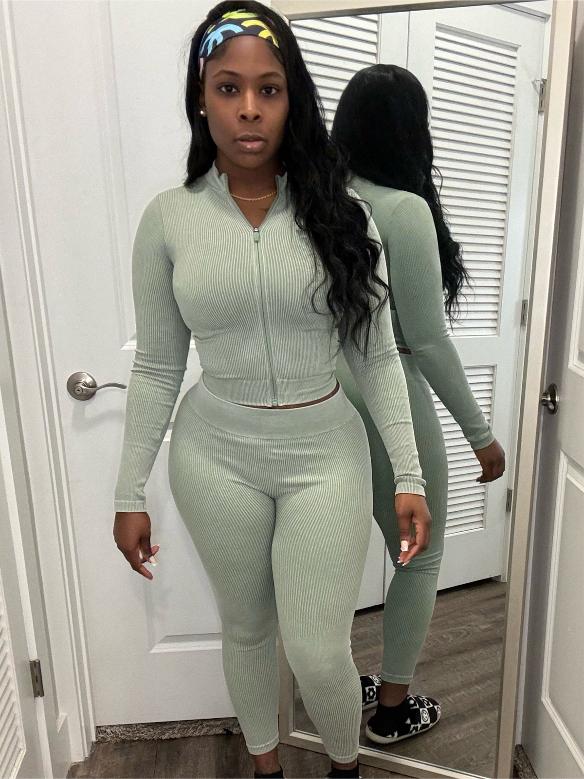 Mint Green- Ribbed Tracksuit