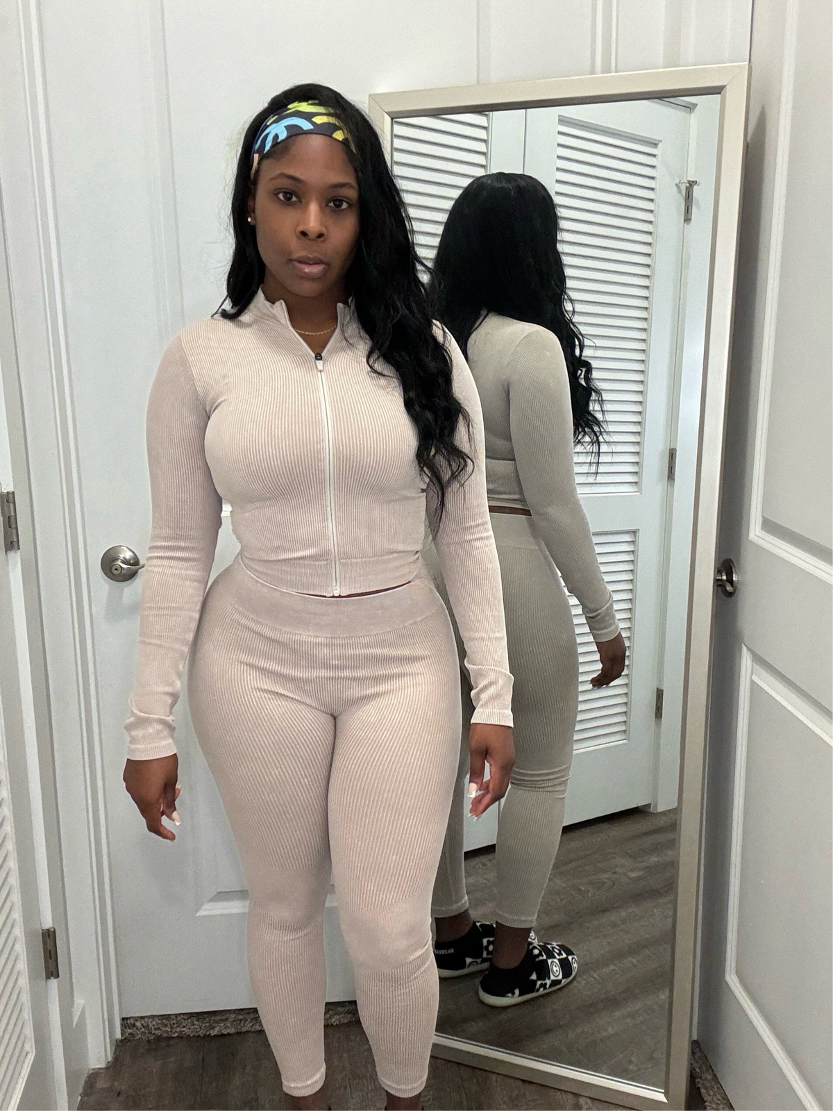 Apricot- Ribbed Tracksuit